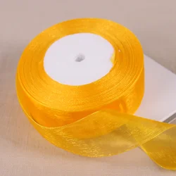 Burgundy Transparent Organza Ribbon for DIY Crafts and Decorations (1016 Golden Yellow)