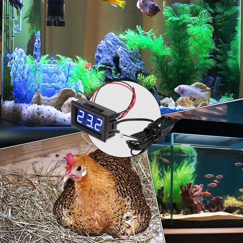 Aquarium Temperature Gauge Fish Tank Water Terrarium Temperature Meter Reptile Gauge Digital Fish
