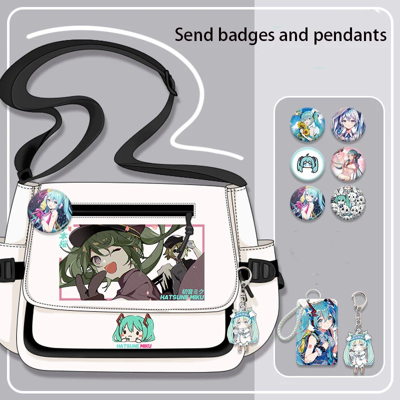 

Kawaii Hatsune Miku Shoulder Crossbody Bag Cartoon High Capacity Storage and Portable Smooth Zipper Water Repellent Girl Gift