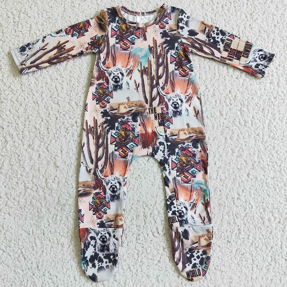 Hot Sale Infant Baby Footie Rompers Fall Unisex Romper Farm Boutique Zipper Design Toddlers Girls Rompers Jumpsuit New