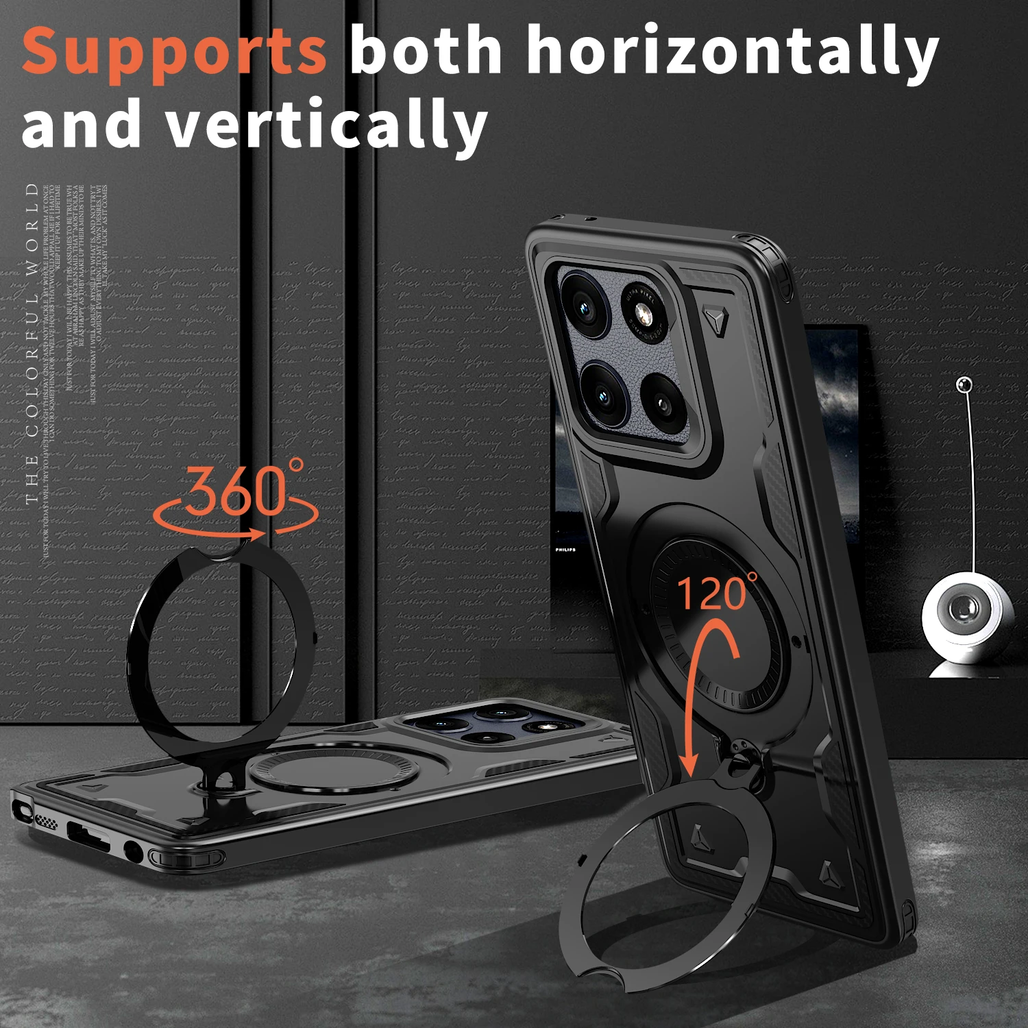 Enhanced Armor Shockproof Phone Case with 360° Rotating Magnetic Holder