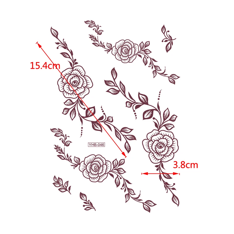 Bräunlich rote Spitze wasserdicht temporäre Tattoo Aufkleber Tatuajes Tattoo Ärmel Henna Tattoo Aufkleber Body Art gefälschte Tattoo Aufkleber – Detail 28