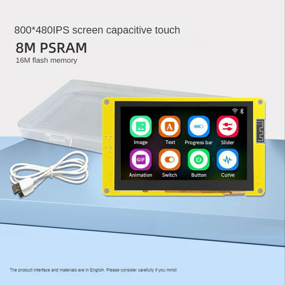 ESP32-S3 HMI 8M PSRAM 16M ÷, 4.3 ġ RGB LCD TFT , Arduino LVGL WIFI  BLE Ʈ ÷, TN  ġ