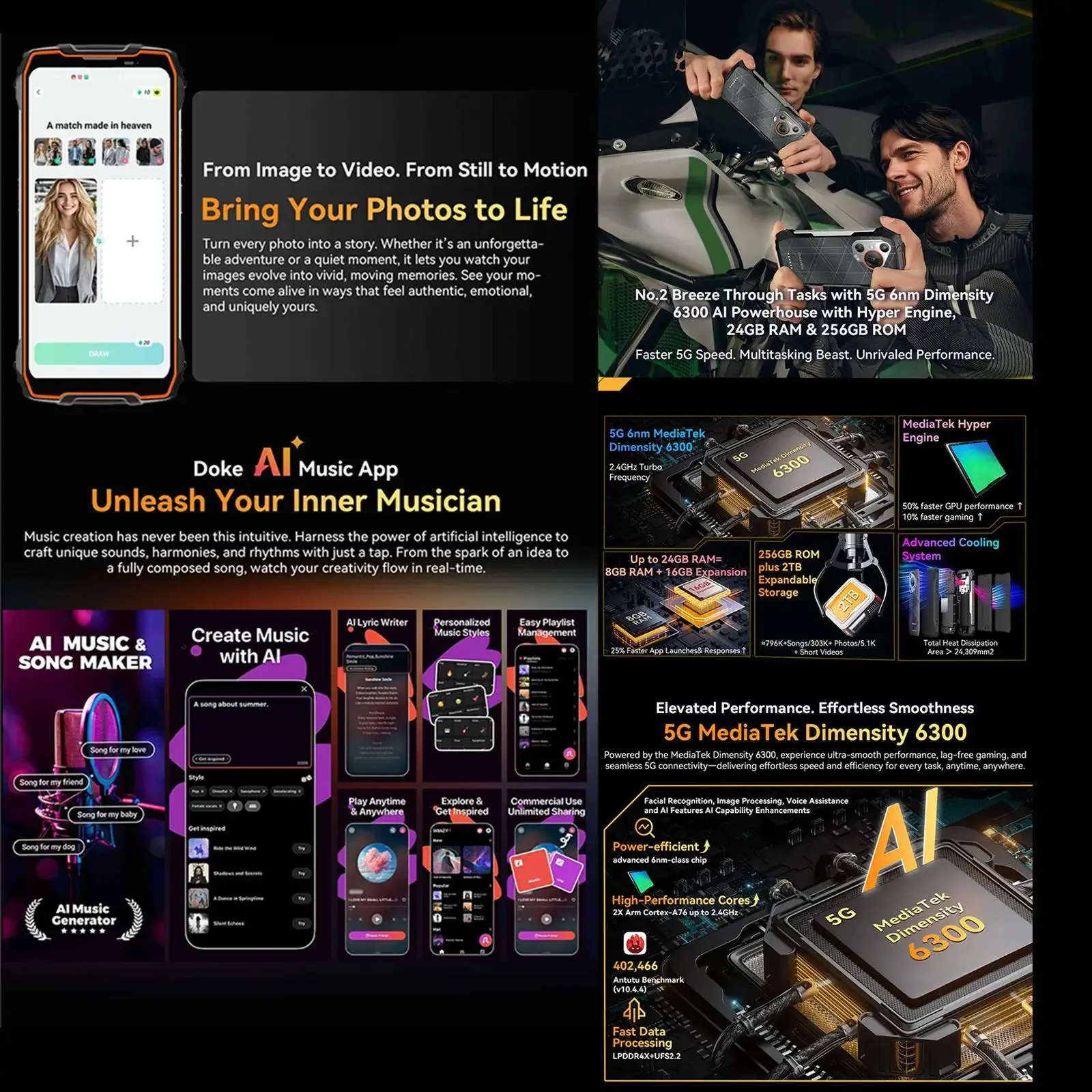 BLACKVIEW 5G AI Rugged Phone Depseek GPT BL7000 6.78" 2.4K 120Hz 8GB 256GB Mobile Phone 7500Amh 50MP Smartphone Android 15 NFC