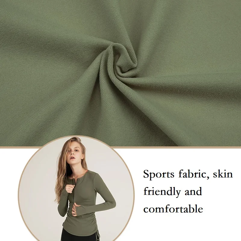 Women Long Sleeve Shirt Half Zip Drawstring Yoga Tennis Tops Ladies Sports Activewear Round Neck Running Blouse for Fitness