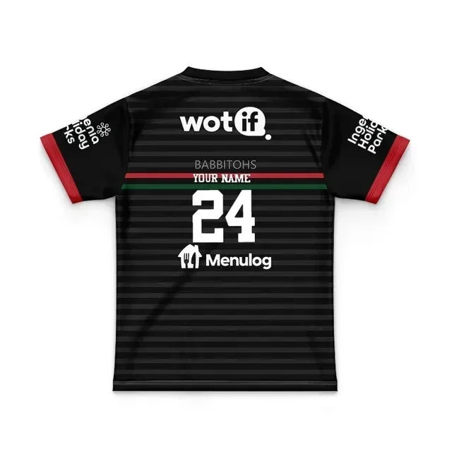 thumbnail image 1 of Camiseta de rugby local/visitante/entrenamiento para niños de South Sydney Rabbitohs 2024 - Talla para hombre: 16-26 (nombre y número impresos) Calidad superior, 1 of 5