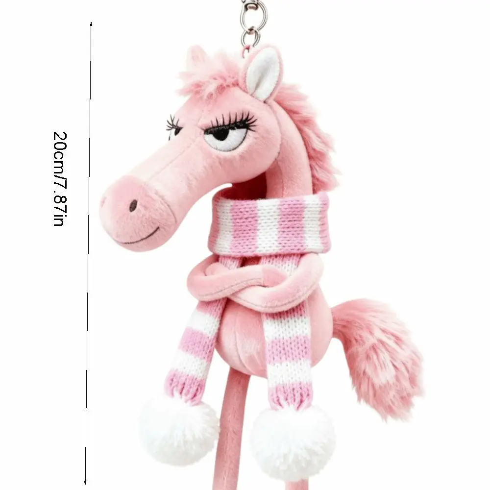 Exquisite Cartoon Horse Keychain Fantasy Style Craftsmanship Pony Plush Doll Pink Stuffed Simulation Horse Toy Christmas Gift