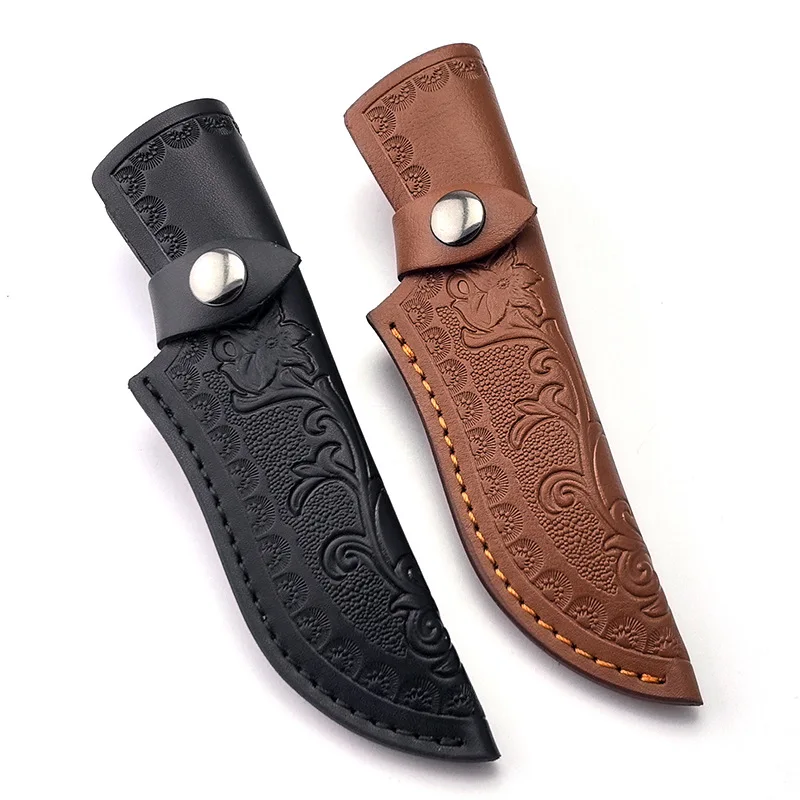 

2 Colors Cow Leather Outdoor Small Straight Knife Scabbard Sheath Portable Fixed Blade Cowhide Cover Pants Storage Bag Holders