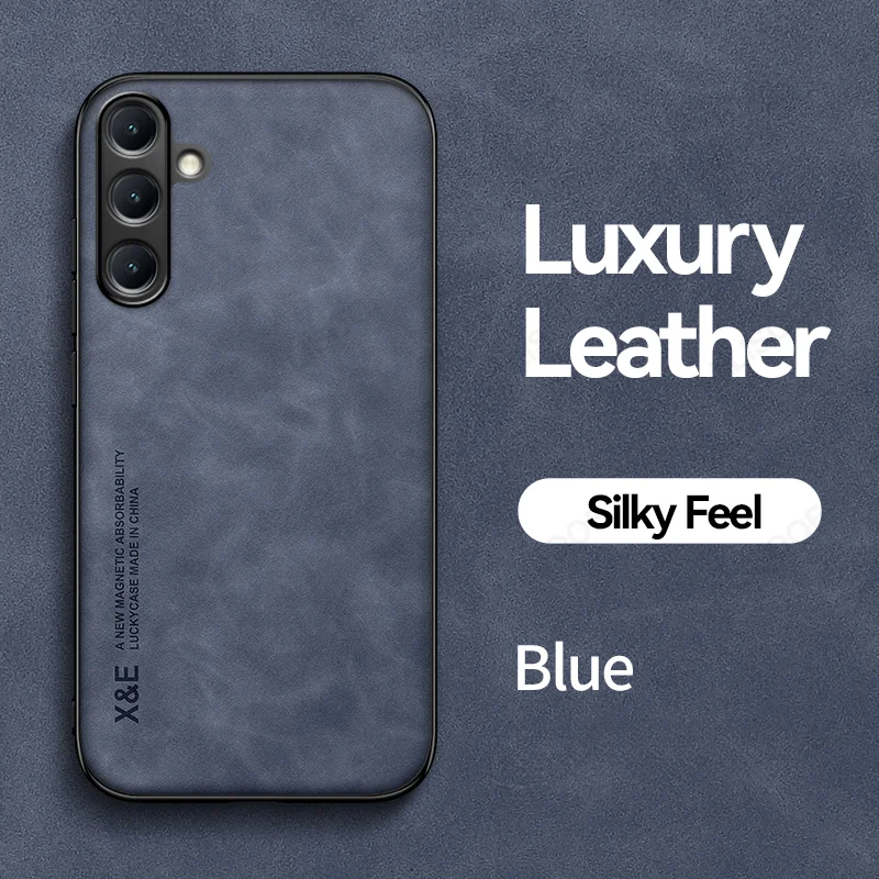 Luxury Leather Magnetic Car Mount Phone Case