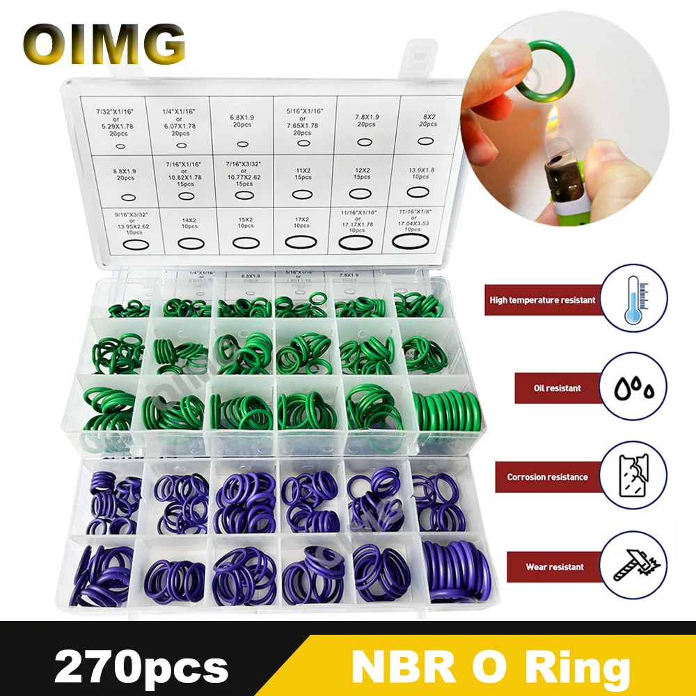 270/225Pcs Rubber ORing Car Auto Vehicle Repair Air Conditioning