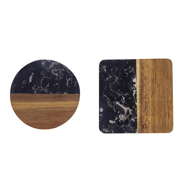 Jaswehome 1pcs Wooden Marble Coasters for Drinks Handcrafted Modern Cup Mat  Marble Coasters Acacia Wood Tea Pad Table Pad Holder - AliExpress