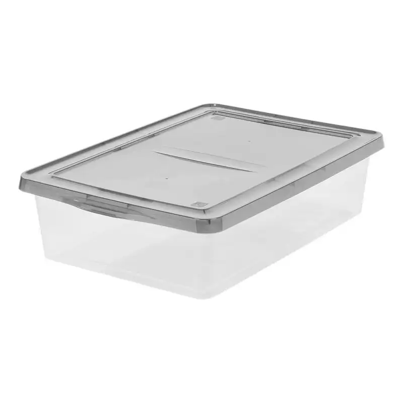 storage box organizer 17 Quart Snap Top Clear Plastic Storage Box, Gray,  Set of 8 - AliExpress