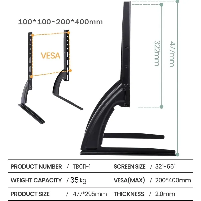 TV Stand Legs Universal TV Stand Legs For LCD/LED/OLED/Plasma TVs Table Top Stand Pedestal Riser For Flat&Curve Screen