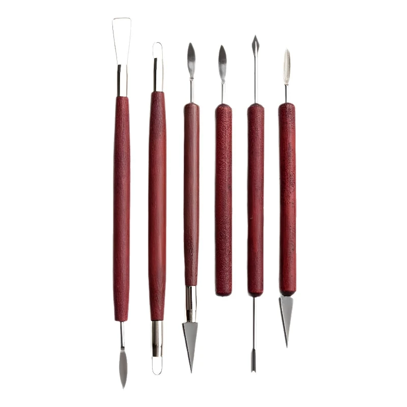Mahogany Clay Sculpture Carving Knife 6 Piece Set