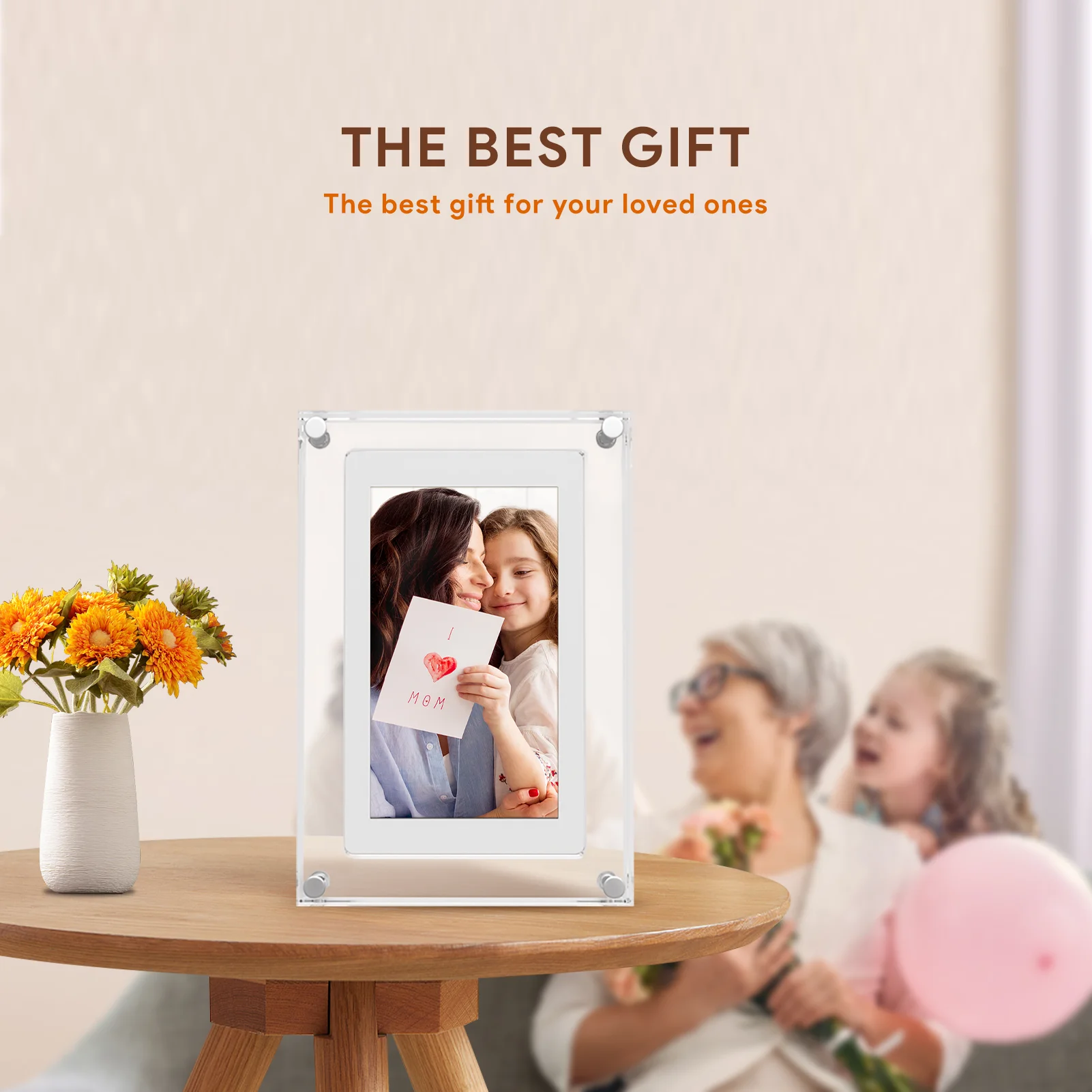 Acrylic Digital Photo Frame 5 Inch 1000mAh IPS Screen 4G Memory Volume button Speaker Type C Cut Gift for Loved Porta Retrato view 6