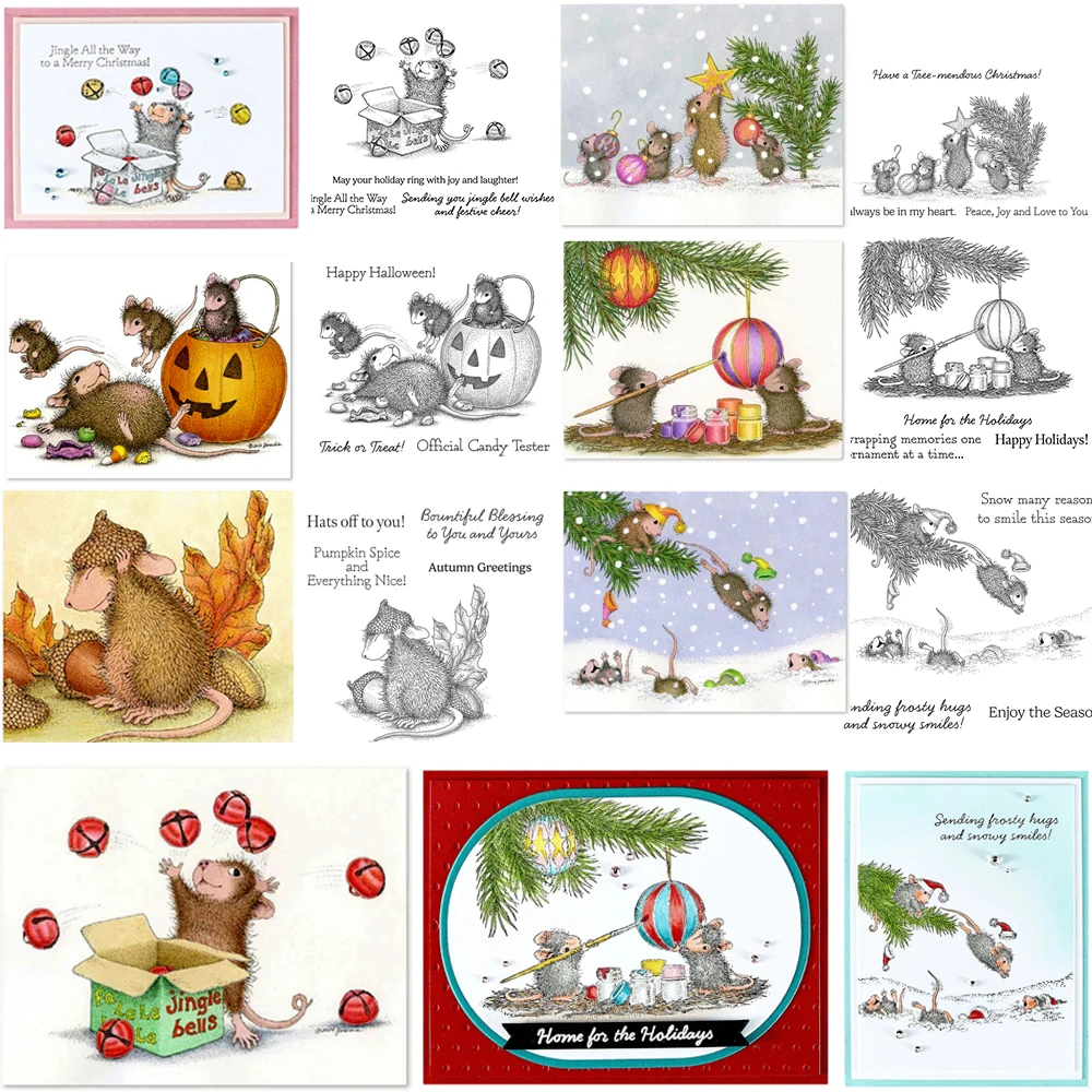 House Mouse Tree-mendous Christmas Winter Collection Clear Stamp Halloween Trick or Treat! Stempel für DIY Scrapbook Card Craft – Detail 1