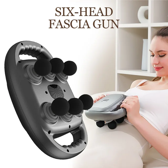 Six Heads Fascia Gun High-frequency Vibration Deep Massage Device for Shoulder Waist Back Leg Body Muscle Relaxation