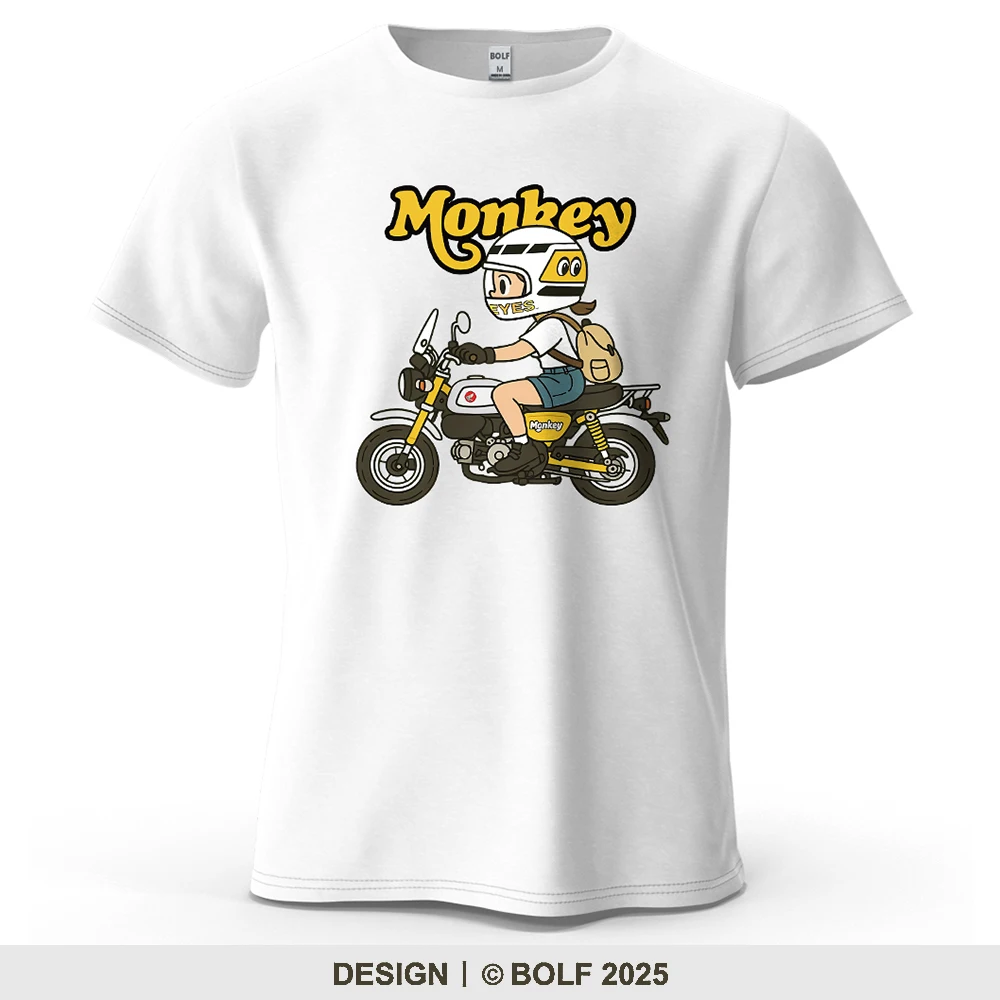 Herren Monkey Motorrad Grafik Kurzarm T-Shirt 100 % Baumwolle Cartoon bedruckte Tops T-Shirt für Damen Sommer Casual Sportswear