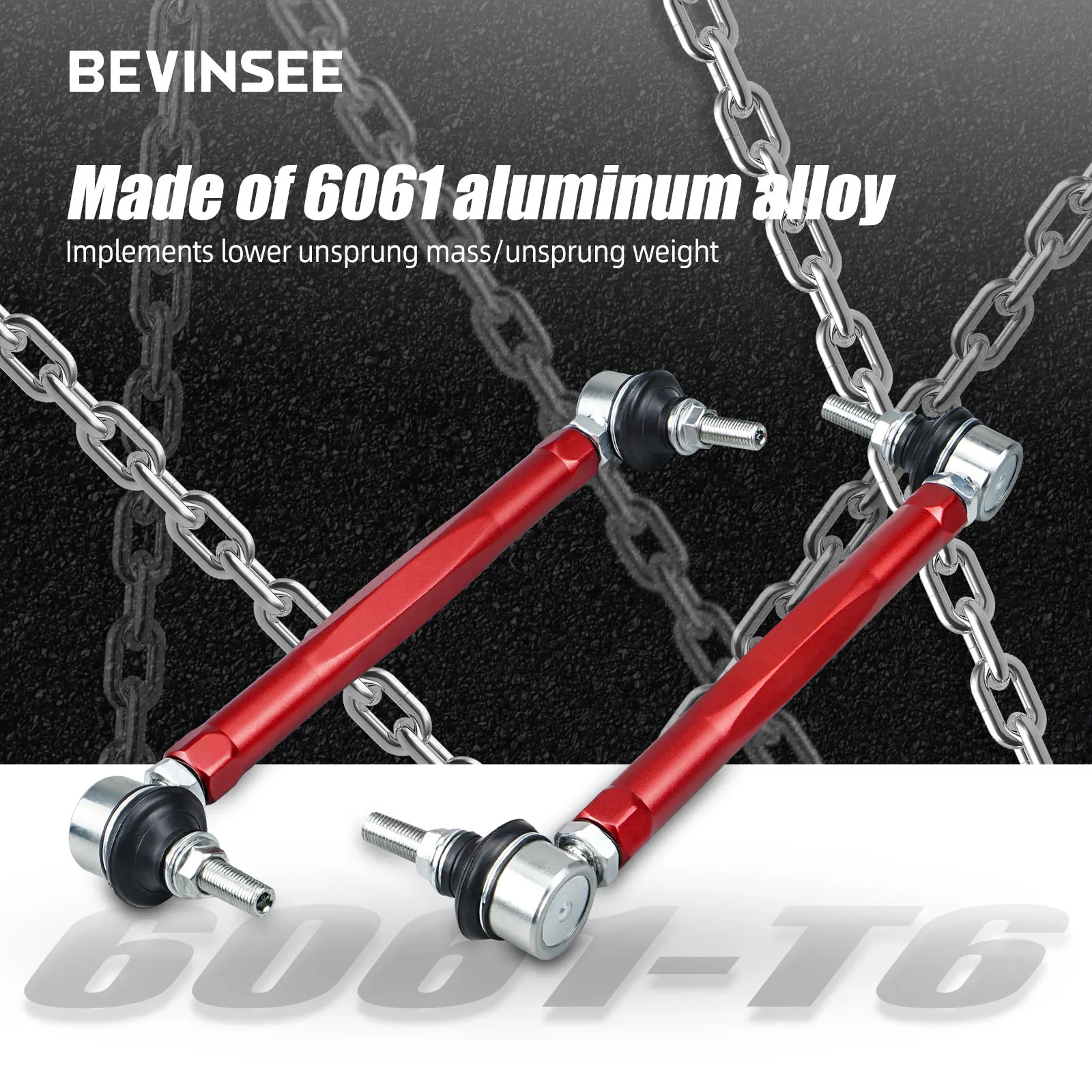 BEVINSEE Front Adjustable Sway Bar End Link Set for BMW E46 323i 325i 328i 330i 1999-2006 Z4 E85 E86 2003-2008
