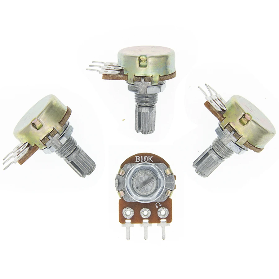 WH148 B1K B2K B5K B10K B20K B50K B100K B500K 3Pin Linear Potentiometer 15mm Shaft With Nuts And Washers 10PCS linear potentiometer potentiometer kit electronic components