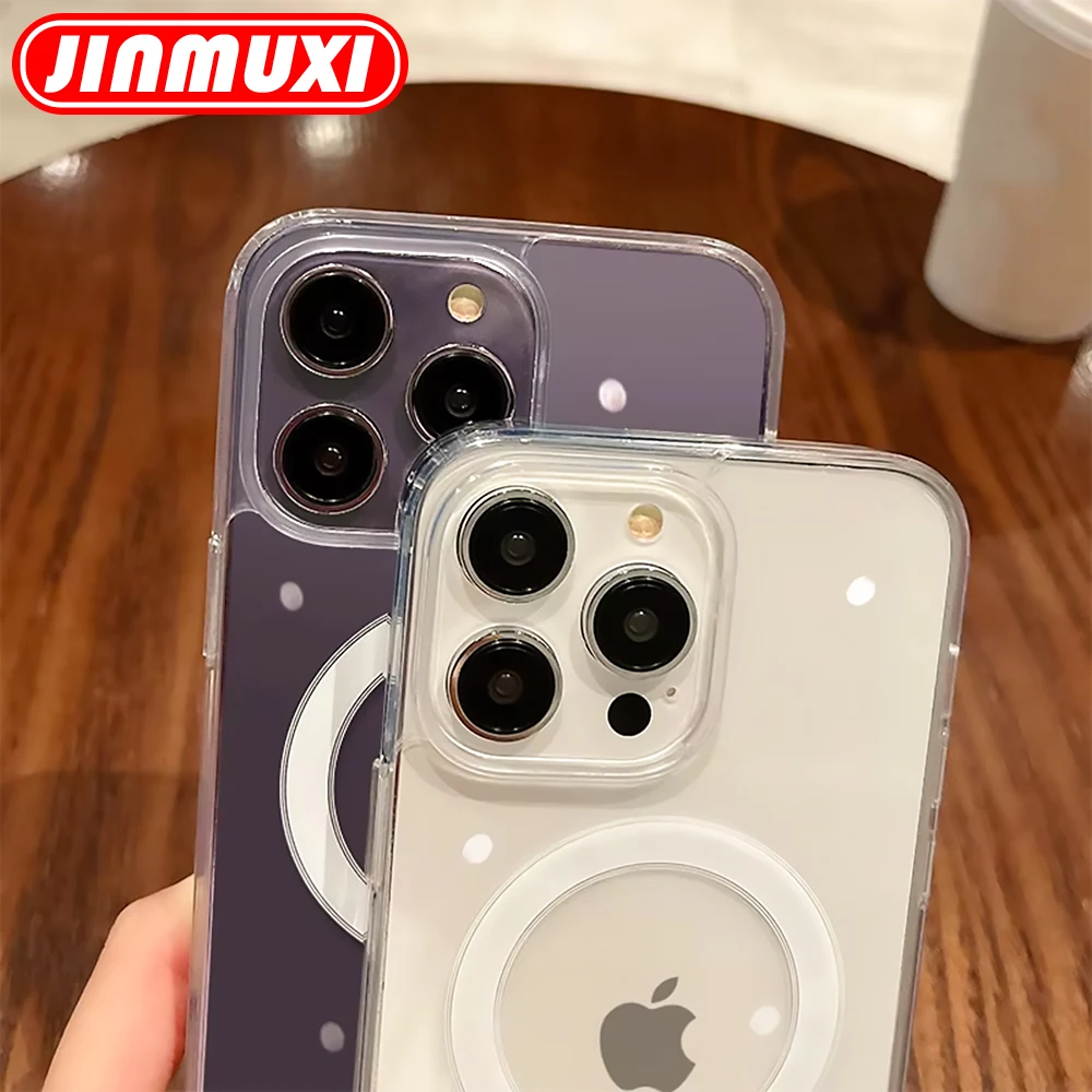 Magnetic Clear Acrylic Wireless Charging Case for iPhone - Transparent Cover