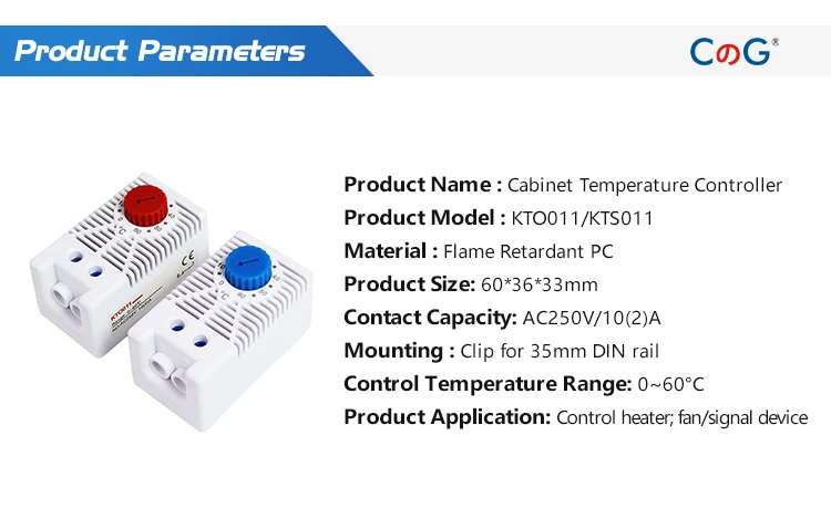 DIN-Schienenschrank-Temperaturregler KTO011 KTS011 NC/NO 0-60 ℃ Mechanischer Temperaturregler, Mini-kompakter Bimetall-Thermostat – Detail 5