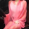 Korean Solid Color Transparent Sexy Thin Chiffon Beach Towel Sunscreen Shawl Women Summer Air Conditioning Ice Silk Scarf 5