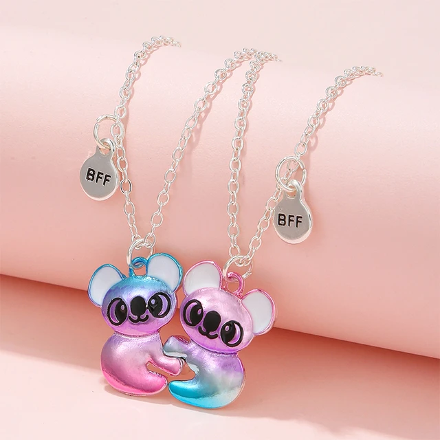 candy color BFF Necklaces For 2 3 cartoon best friends Necklace