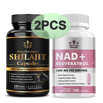 NAD+Resveratrol-Supports Cellular Energy, Brain, Healthy Aging,Shilajit for High Dosage&Potency for Energy, Strength & Immunity 1