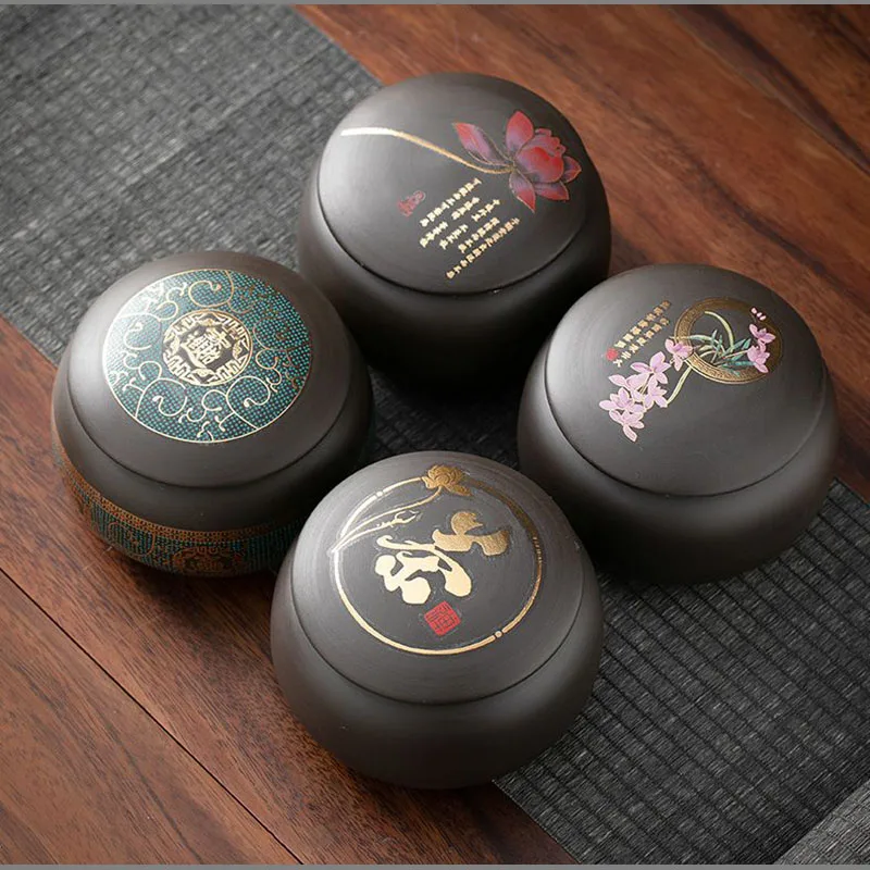 Creative Purple Sand Tea Canister Ceramic Seal Candy Jar Portable Coffee Beans Nut Medicinal Herb Storage Box Food Container New 2