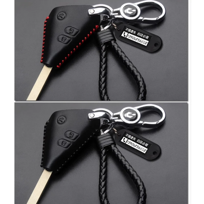 YINEOR Leather Key Fob Cover Case For Subaru Forester, Outback, Impreza, Crosstrek 2014-2024 (Black) - View #3