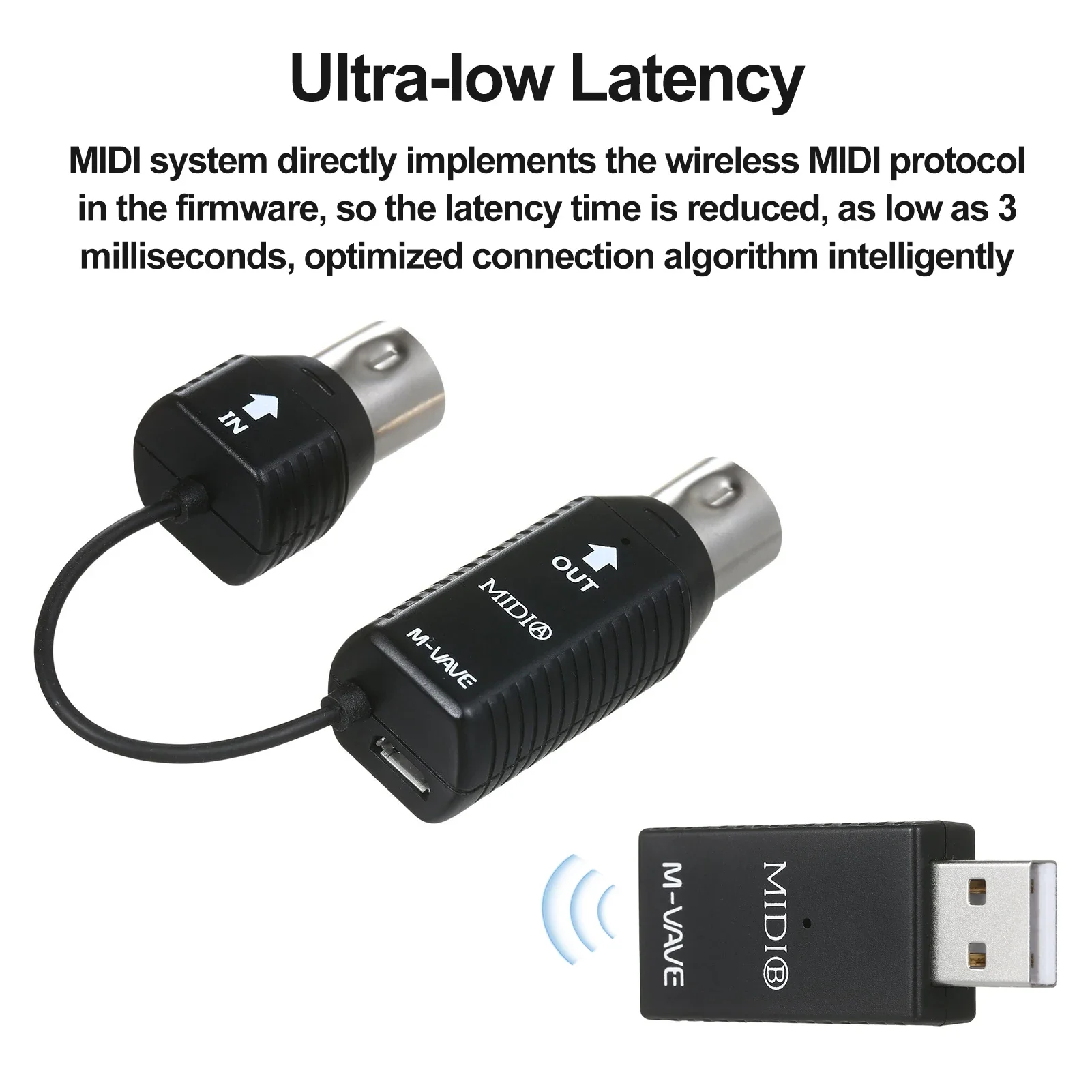 M-VAVE MS1 Mini Wireless Transmission System MIDI Wireless Adapter Plug and Play Support for Devices with MIDI