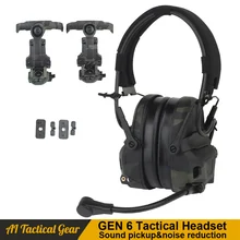 

GEN6 Tactical Headset Military Electronic Pickup Noise Reduction Headphone Head & Helmet-Mounted Airsoft Communication Headphone