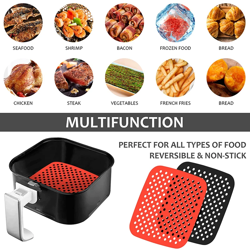 Premium Reusable Non-Stick Silicone Air Fryer Liners - Easy Clean Basket Inserts