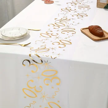 Décor de chemin de Table pour 20e 30e 60e anniversaire, fournitures de fête de Table d'anniversaire, rouleau de chemin de Table doré de 3M, décor d'anniversaire 1