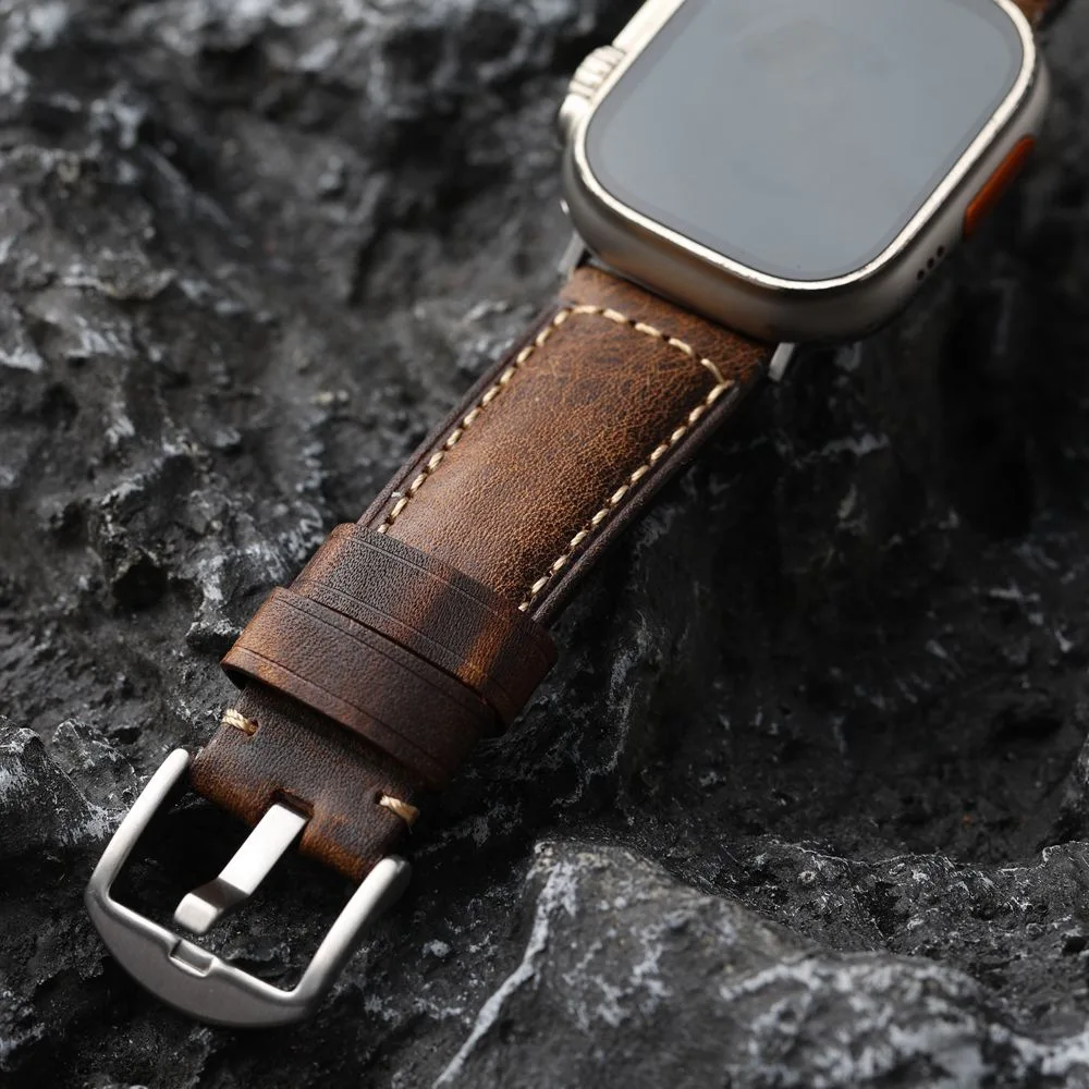 Vintage genuine leather watch band for Apple Watch 3/4/5/6/7/8/SE/SE2/Ultra 42mm 44mm 45mm 49mm watch strap