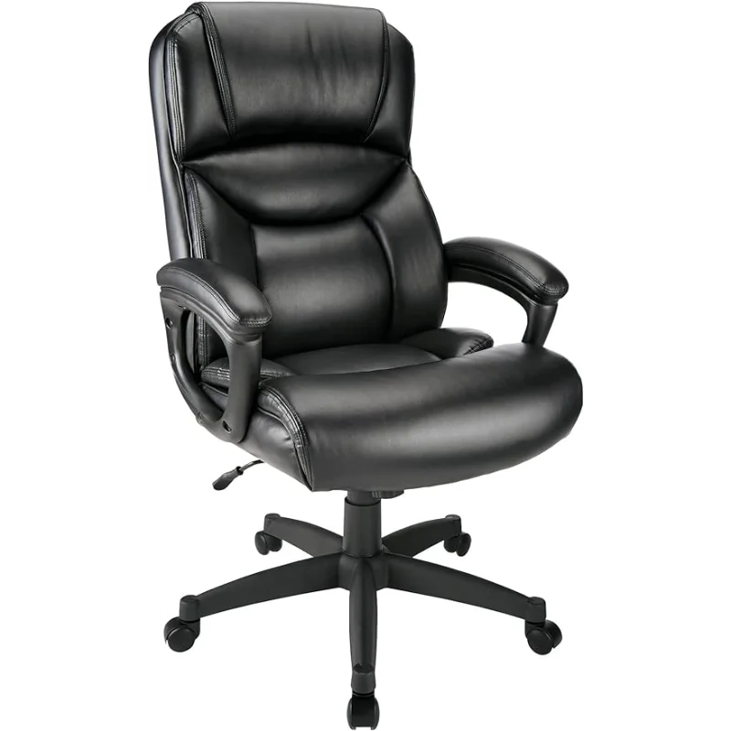 Realspace® Fennington Bonded Leather High-Back Chair, Black office chair  gamer chair