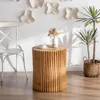 Retro Fashion Style Cylindrical Side Table with Vertical Texture Relief Design,Suitable for Living Room,Office,and Dining Room 1