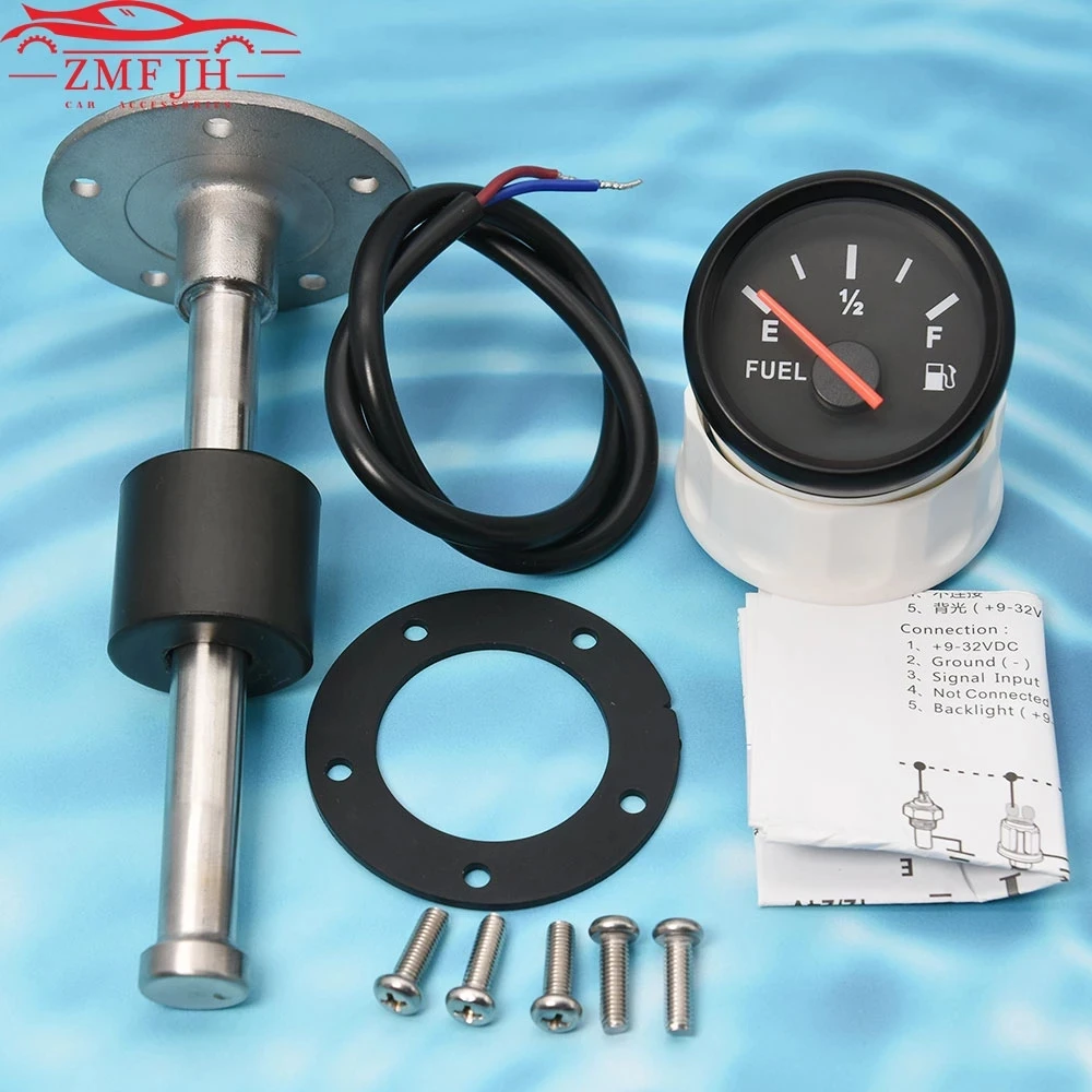 Fuel Level Gauge Fuel Level Sensor Red Backlight 52MM 125MM 175MM 225MM 275MM 0-190ohm Oil Tank Level Indicator For Boat