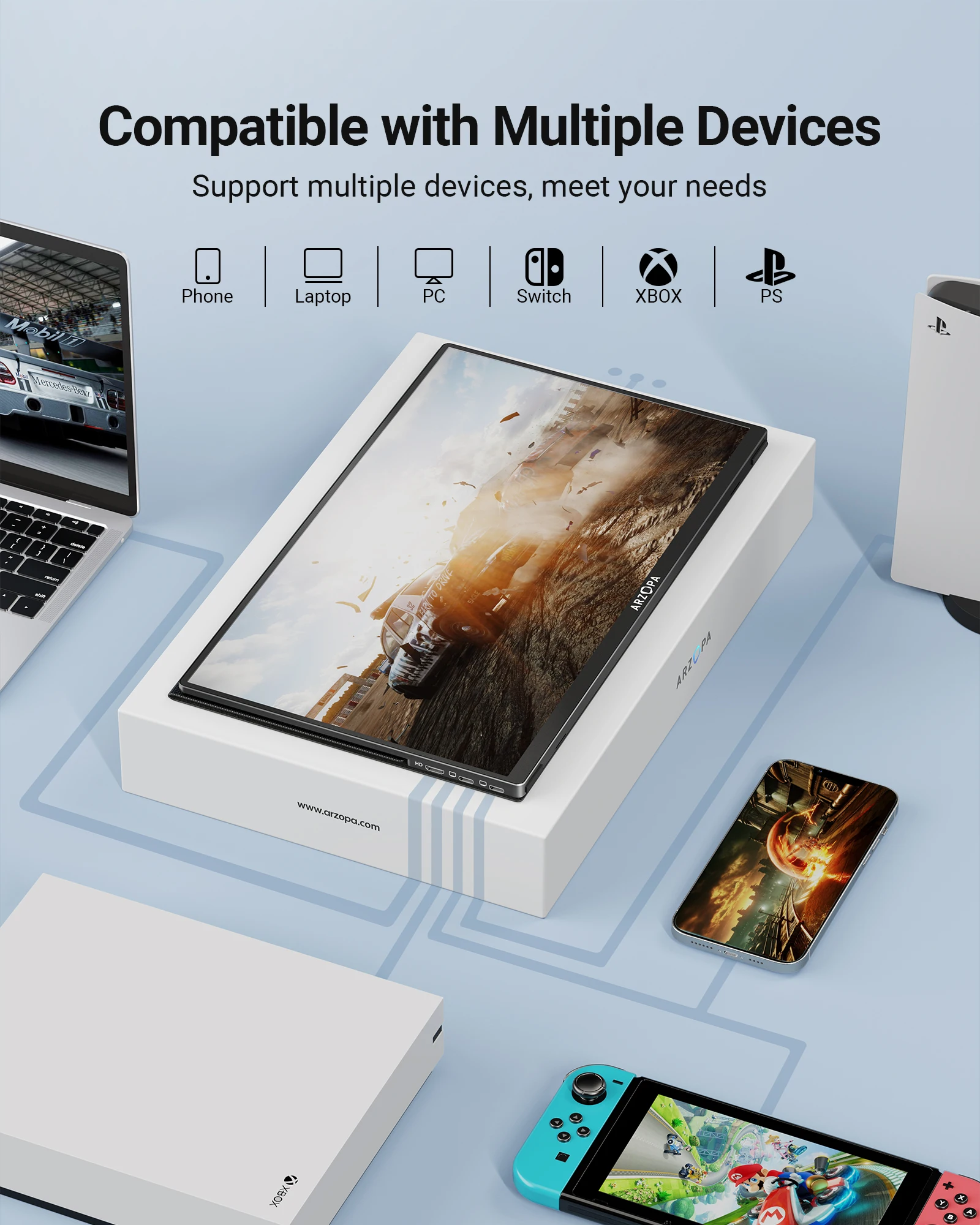ARZOPA-15.6 ġ 1080p ޴  ʹ IPS ȭ USB C HDMI ȣȯ ޴  , ġ ps4 ps5  pc