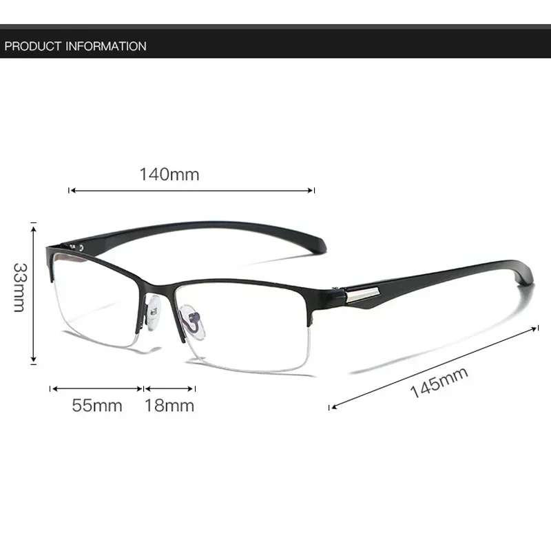 Finished Half Frame Photochromic Outdoor Sunglasses for Myopia Eyeglasses Vintage Men's Square Prescription Short Sight Glasses 6