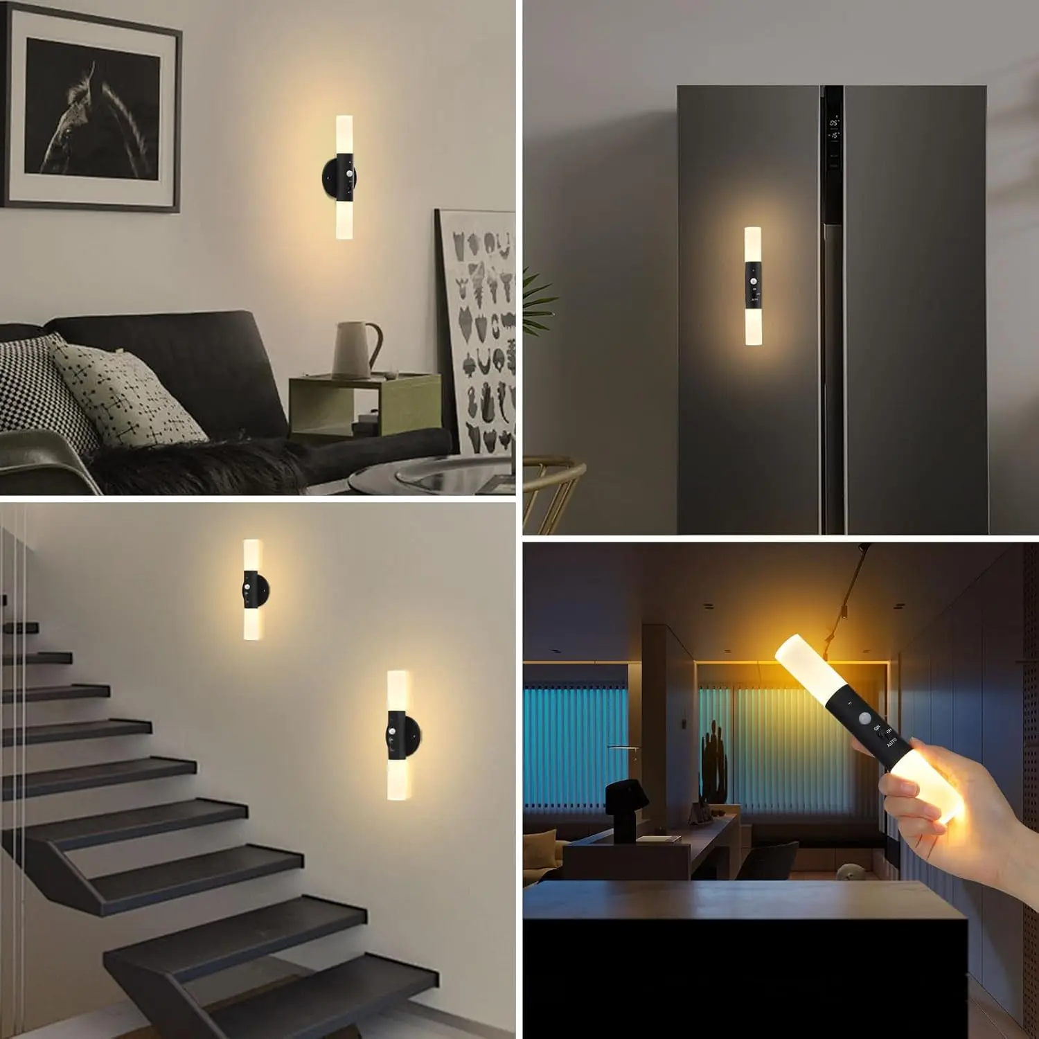 Night Light Motion Sensor Rechargeable Wireless LED Wall Lamp 360°Rotation Magnetic For Room Kitchen Stair Cabinet Lights