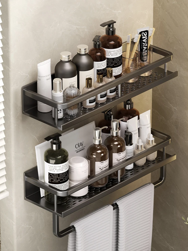 Bathroom Storage Rack Made Of Iron Non Perforated Wall Mounted Storage Rack Home Bathroom Storage Supplies 3