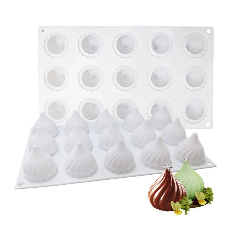 

DIY Onion Tip Small Cyclone Silicone Cake Mold 15 Cavities Chocolate Mousse Dessert Bread Baking Pan Baking Decoration Tools