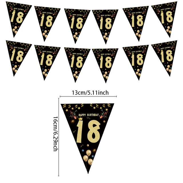 Banderoles en papier Happy Birthday, 18, 21, 30, 40 ans