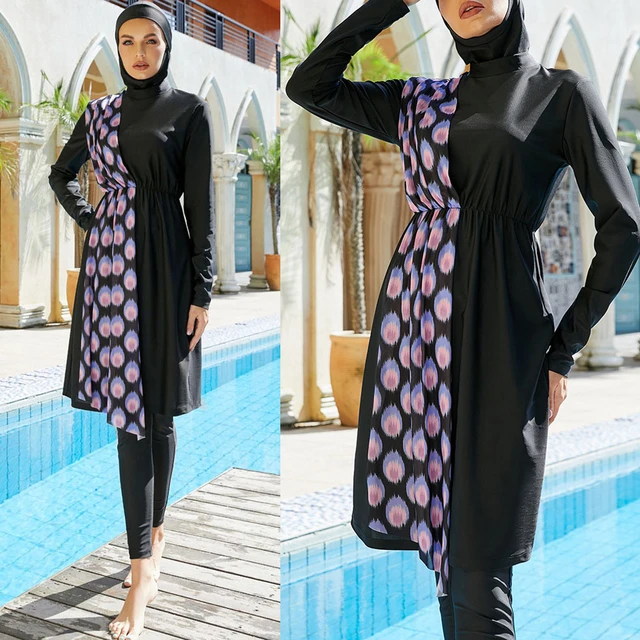 Extra Lange Hülse Volle Burkini Muslimischen Bademode Hijab Islamischen  Badeanzug Türkei Frauen 3 Stück Modest Schwimmen