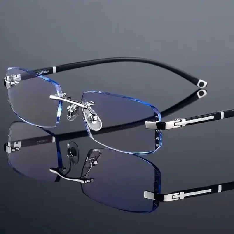 

New Cut Edge Presbyopic Glasses Frameless HD Anti Blue Presbyopic Glasses Men's Anti Fatigue Presbyopia Clear Glasses