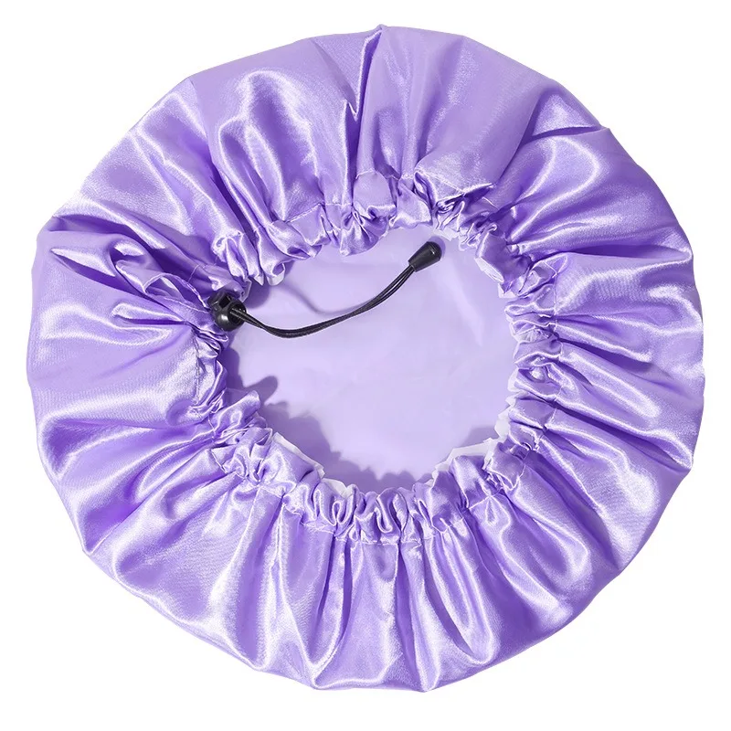 Shower Caps Reusable Waterproof Bath Cap Extra Large Shower Cap Double Layer with PEVA Lining Adjustable Elastic Band