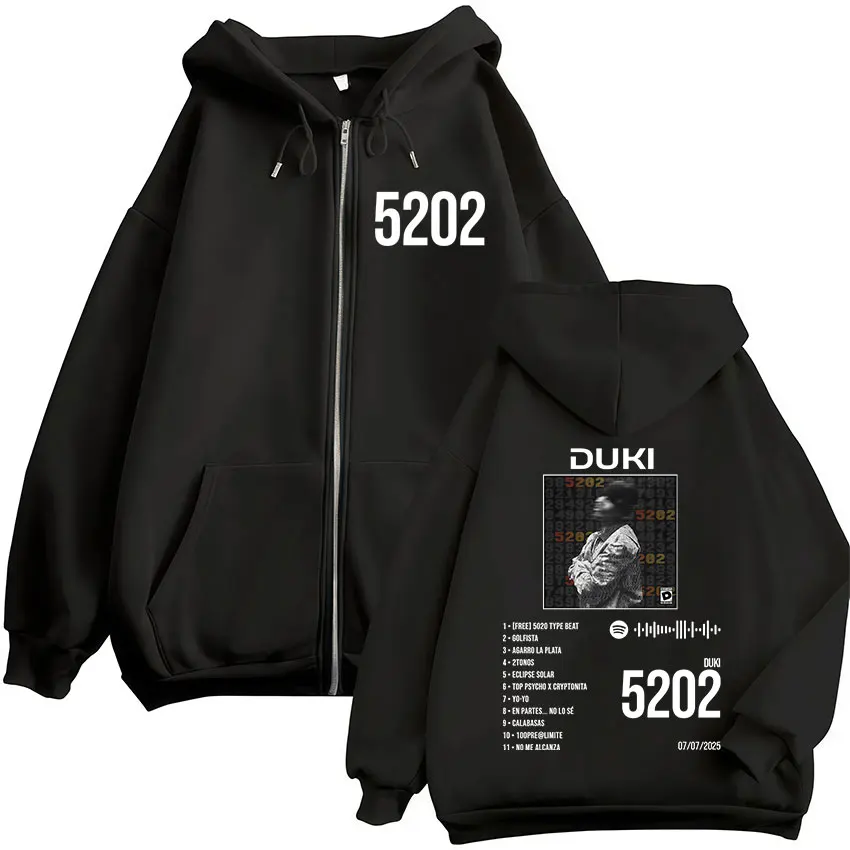 Rapero Duki 5202 MIXTAPE 2025 álbum cremallera sudaderas con