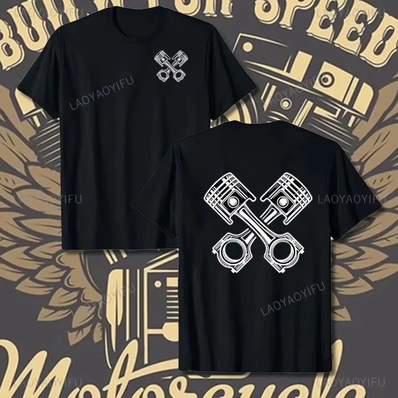 Crossed Pistons Mechanic Garage Engine Grafik-T-Shirt Sommer Cooles Herren-Baumwoll-T-Shirt All-Match Hipster Streetwear Herren-T-Shirt – Detail 7